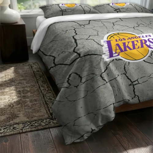 Los Angeles Lakers Cracked Texture Bedding Set Fashion Forward