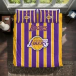 Los Angeles Lakers Stripe Style Bedding Set Best Selling