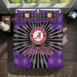 Los Angeles Lakers Sunburst Splatter Bedding Set Best Selling