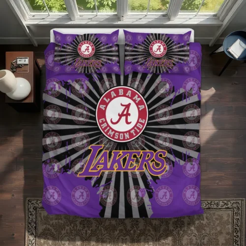Los Angeles Lakers Sunburst Splatter Bedding Set Best Selling