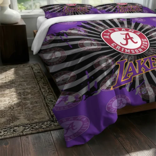 Los Angeles Lakers Sunburst Splatter Bedding Set Fashion Forward