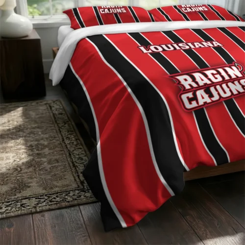 Louisiana Ragin Cajuns Stripe Style Bedding Set Fashion Forward