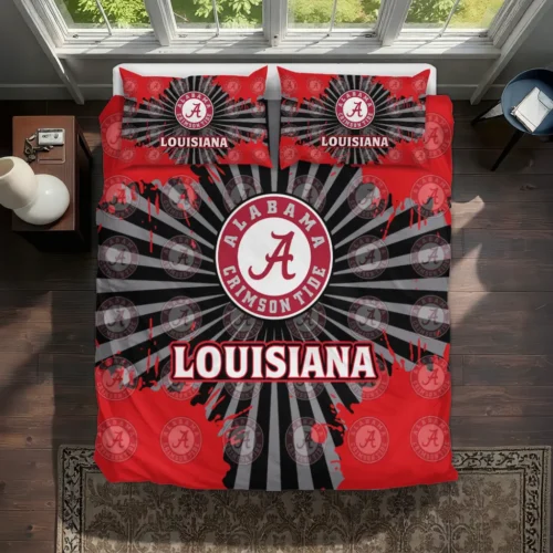 Louisiana Ragin Cajuns Sunburst Splatter Bedding Set Best Selling