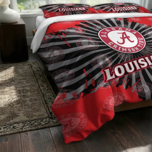 Louisiana Ragin Cajuns Sunburst Splatter Bedding Set Fashion Forward