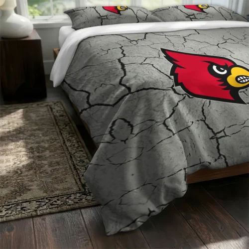 Louisville Cardinals Cracked Texture Bedding Set Fashion Forward