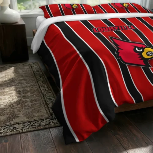 Louisville Cardinals Stripe Style Bedding Set Fashion Forward