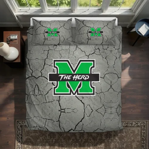Marshall Thundering Herd Cracked Texture Bedding Set Best Selling