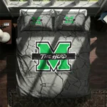 Marshall Thundering Herd Cracked Texture Bedding Set Best Selling
