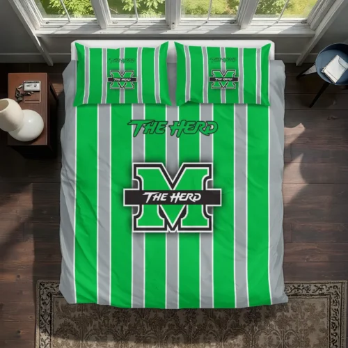 Marshall Thundering Herd Stripe Style Bedding Set Best Selling