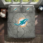 Miami Dolphins Cracked Texture Bedding Set Best Selling