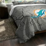 Miami Dolphins Cracked Texture Bedding Set Best Selling