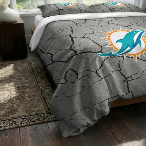 Miami Dolphins Cracked Texture Bedding Set Fashion Forward