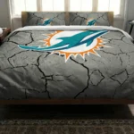 Miami Dolphins Cracked Texture Bedding Set Best Selling