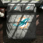 Miami Dolphins Cracked Texture Bedding Set Best Selling
