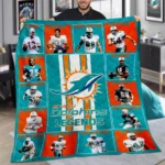 Miami Dolphins Quilt Blanket Legends Teal Orange