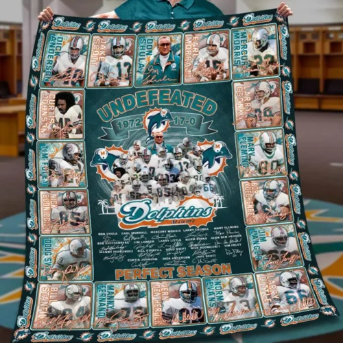 Miami Dolphins Quilt Blanket Perfect Season Teal Orange