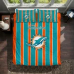 Miami Dolphins Stripe Style Bedding Set Best Selling
