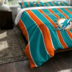 Miami Dolphins Stripe Style Bedding Set Best Selling