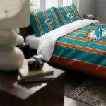 Miami Dolphins Stripe Style Bedding Set Best Selling
