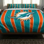Miami Dolphins Stripe Style Bedding Set Best Selling