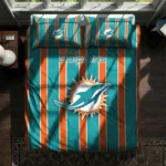 Miami Dolphins Stripe Style Bedding Set Best Selling