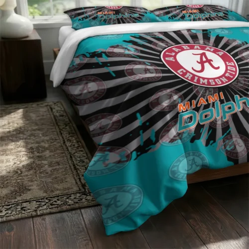 Miami Dolphins Sunburst Splatter Bedding Set Fashion Forward