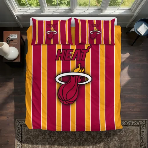 Miami Heat Stripe Style Bedding Set Best Selling