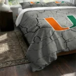 Miami Hurricanes Cracked Texture Bedding Set Best Selling