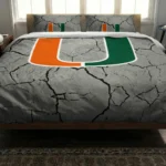 Miami Hurricanes Cracked Texture Bedding Set Best Selling