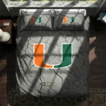 Miami Hurricanes Cracked Texture Bedding Set Best Selling