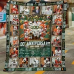 Miami Hurricanes Quilt Blanket 100th Anniversary Orange Green