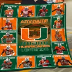 Miami Hurricanes Quilt Blanket Legends Patchwork Green Orange