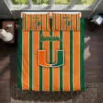 Miami Hurricanes Stripe Style Bedding Set Best Selling