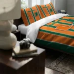 Miami Hurricanes Stripe Style Bedding Set Best Selling