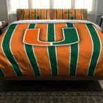 Miami Hurricanes Stripe Style Bedding Set Best Selling