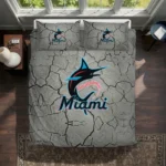 Miami Marlins Cracked Texture Bedding Set Best Selling