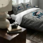 Miami Marlins Cracked Texture Bedding Set Best Selling