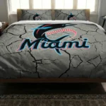 Miami Marlins Cracked Texture Bedding Set Best Selling
