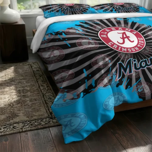 Miami Marlins Sunburst Splatter Bedding Set Fashion Forward