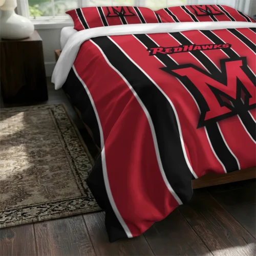 Miami Redhawks Stripe Style Bedding Set Fashion Forward