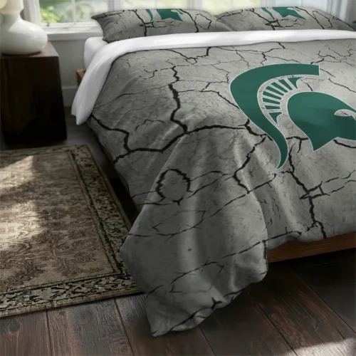 Michigan State Spartans Cracked Texture Bedding Set Fashion Forward
