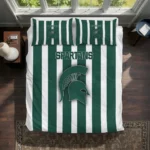 Michigan State Spartans Bedding Set - Stripe Style Green White 1 Michigan State Spartans Stripe Style Bedding Set Best Selling