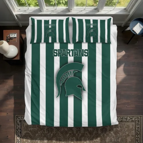 Michigan State Spartans Stripe Style Bedding Set Best Selling