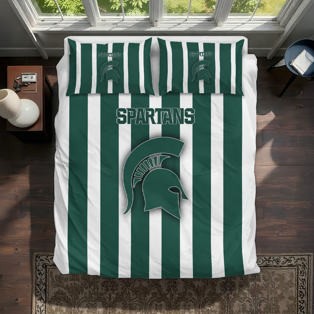 Michigan State Spartans Stripe Style Bedding Set Best Selling Michigan State Spartans Stripe Style Bedding Set Best Selling