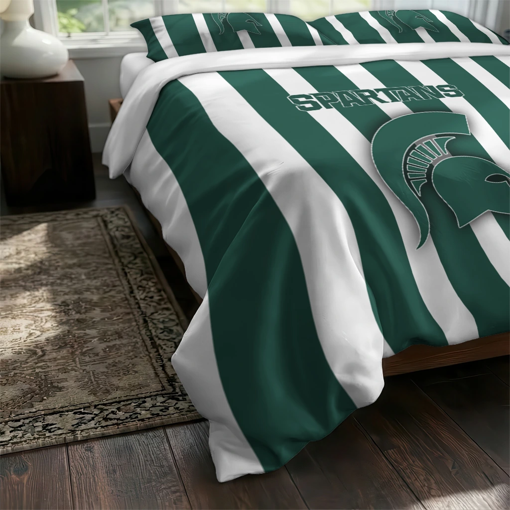 Michigan State Spartans Stripe Style Bedding Set Fashion Forward Michigan State Spartans Stripe Style Bedding Set Fashion Forward