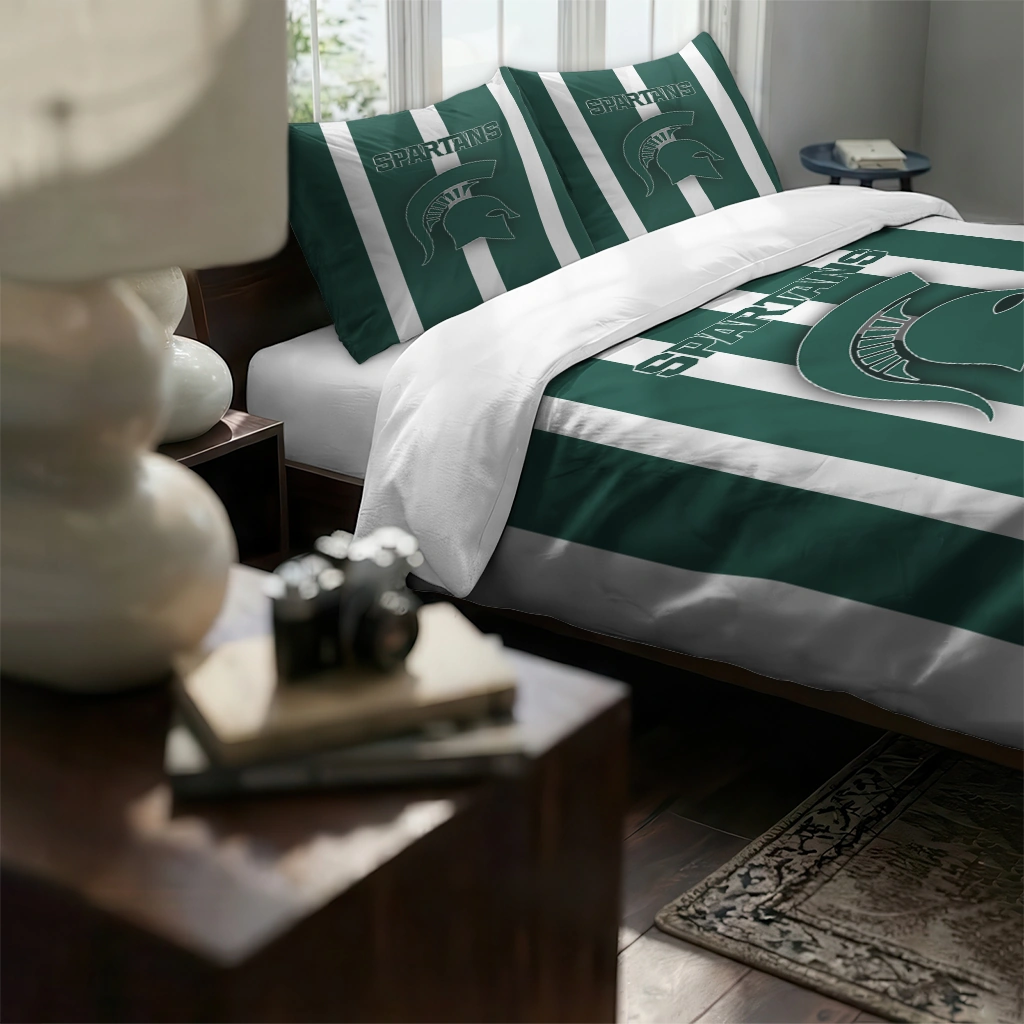 Michigan State Spartans Stripe Style Bedding Set High Quality Michigan State Spartans Stripe Style Bedding Set High Quality