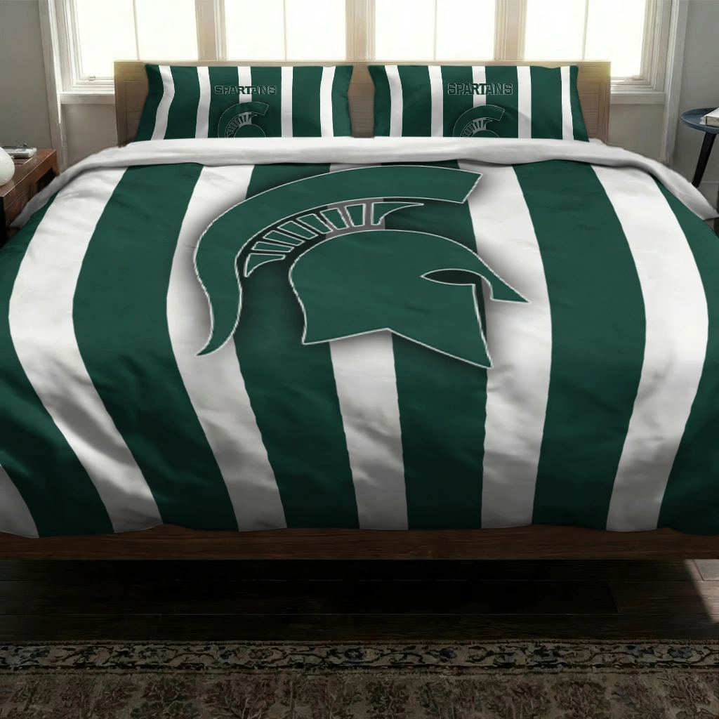 Michigan State Spartans Stripe Style Bedding Set Latest Model Michigan State Spartans Stripe Style Bedding Set Latest Model