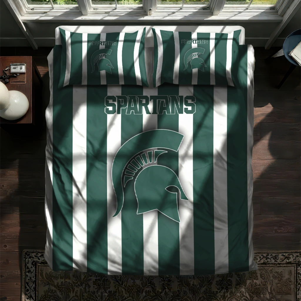 Michigan State Spartans Stripe Style Bedding Set New Arrival Michigan State Spartans Stripe Style Bedding Set New Arrival