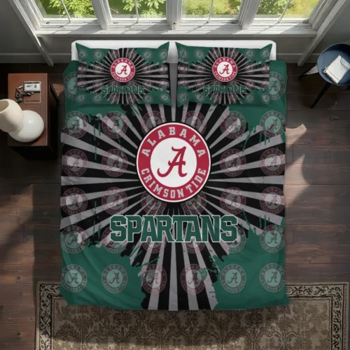 Michigan State Spartans Sunburst Splatter Bedding Set Best Selling