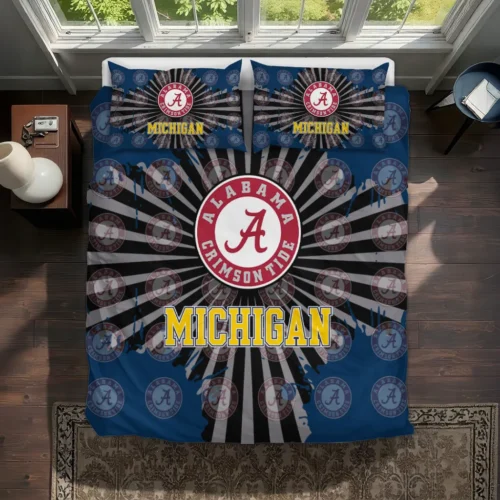 Michigan Wolverines Sunburst Splatter Bedding Set Best Selling
